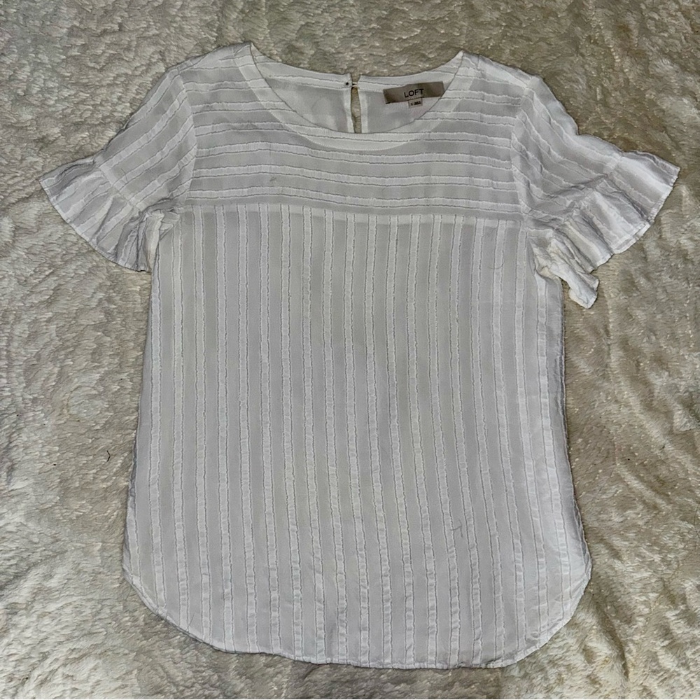 LOFT White Striped Blouse